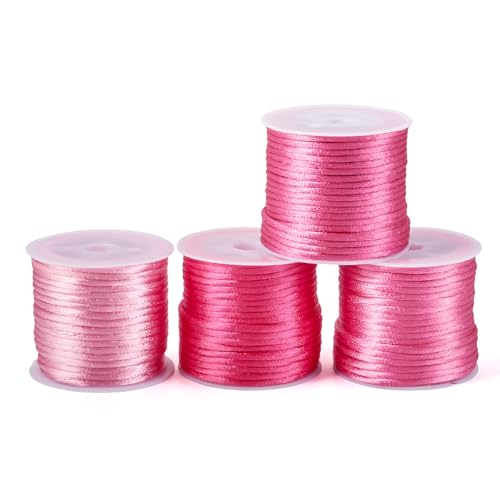 Elecrelive 40 Yards 2mm Nylon Satin Rattail Cords Mix Pink Nylon String - color: Mix Pink
