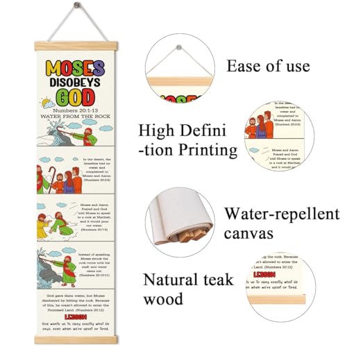 Moses Strikes the Rock Banner, Church Banner, Christian Rustic Hanging Door Flag, Farmhouse Decorations Outdoor Indoor, Church Activity Decor, Bible Lesson, Scripture and Words Decorations - color: Style 32