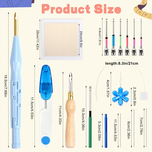 AUGSUN 39Pcs Punch Needle Embroidery Kit Fabric Craft Supplies for DIY Gift