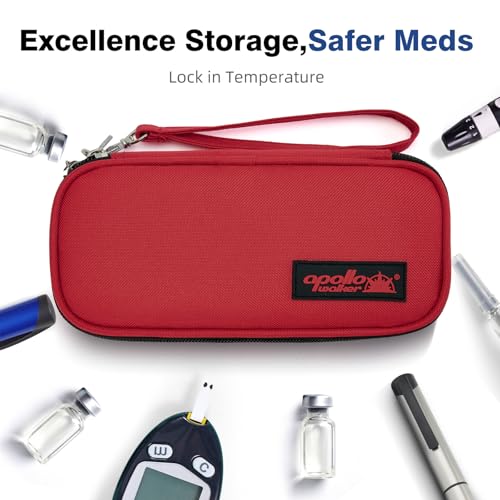 apollo walker Insulin Cooler Travel Case with Ice Packs and Insulation - color: Red, size: Small