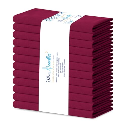 Blue Needles Solid Cloth Napkins 100% Cotton Set of 12-18 x 18 Inches - color: Burgundy, size: 18" x 18" (Set of 12)