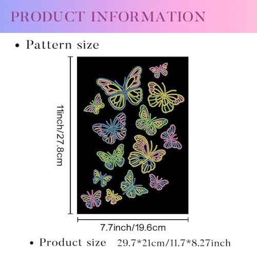 14 Pcs Butterfly Rhinestone Iron on Hotfix Transfer Decal, Bling DIY Patch Clothing Repair Applique T-Shirt Vest Shoes Hat Jacket Decor Clothing DIY Accessories - style: Butterfly