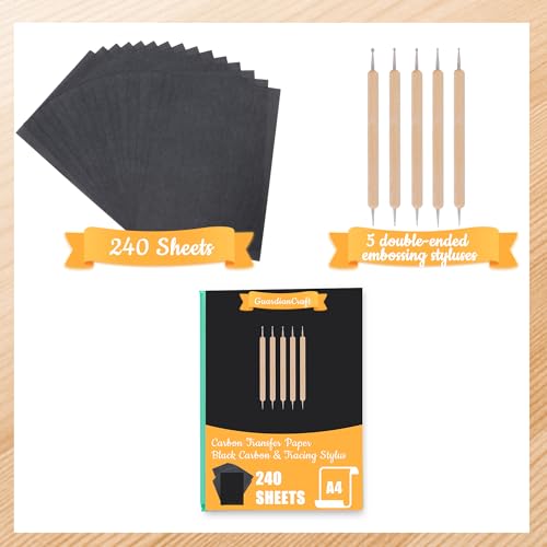 240 Sheets Carbon Paper for Tracing, A4 (8.3 x 11.7 Inch), Black