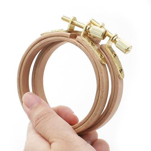 Opfiue 2 Pack 3 Inch Beech Wood Embroidery Hoop, Round - style: 3 Inch