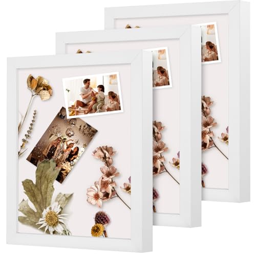 Muzilife 8x10 Shadow Box 3D Picture Frames, Wood & Glass, 3 Pack, White - color: 3pc 8x10-white