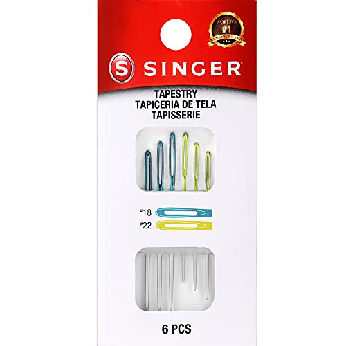 SINGER Hand Sewing Tapestry Needles, Size 18 & 21 (Set of 6, Size 18 & 22)