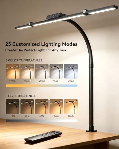 LED Desk Lamp with Clamp, 24W 3-Panel Light for Dual Monitors - style: 27.2 Inch