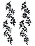 4 Pieces 10x5inch Long Patch Flower Vine with Leaf Iron on Patch Embroided Applique for Garment Curtain Pillow Blanket Trimming Shoes Jeans Clothing Embelishments (Black) - color: Black