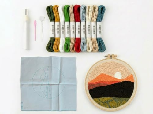Meoe&heome Punch Needle Kit for Beginners, DIY Embroidery Set with 20+ Patterns(Mountain Dusk) - color: Mountain Dusk