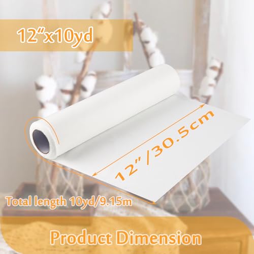 New brothread Embroidery Stitch Cover Stabilizer 12" x10Yd - White - color: White