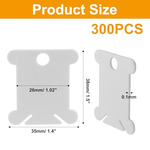 300 Pcs Plastic Embroidery Floss Bobbins, White - color: White