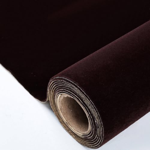 Self Adhesive Plush Velvet Fabric Sheets Velvet Flock Paper Roll Soft Flocking Fabric for Jewelry Box Felt Liner Furniture DIY Arts and Crafts 14 x 98 Inches Brown - color: Brown, size: 98"L x 14"W
