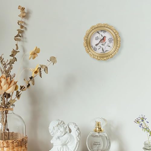 Vintage Picture Frames 4x4 Round Gold Antique Picture Frames with Glass Front Handcrafted Rustic Home Decor for Wall Mount and Tabletop Gallery Wall Art - color: Gold, size: 4x4 Round