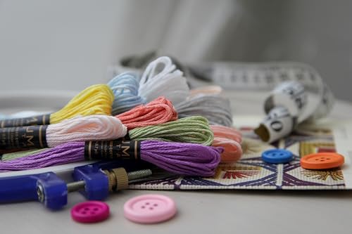 Pack of 12 Popular Colours Premium Embroidery Thread | 100% Egyptian Cotton Premium Skeins | Cross Stitch Embroidery Floss | Oeko TEX Certified| (12, Macaron Dream) - color: Macaron Dream