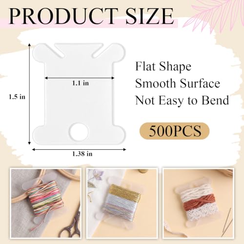 Tranqun 500 Pcs Plastic Embroidery Floss Bobbins, Thread Organizer,Clear - color: Clear