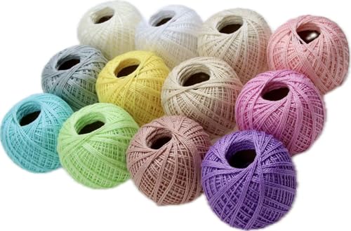 KCS Mercerized Pearl Cotton Thread Size 8 Crochet Needlework Embroidery Threads Ball (12, 12balls19) - color: 12balls19