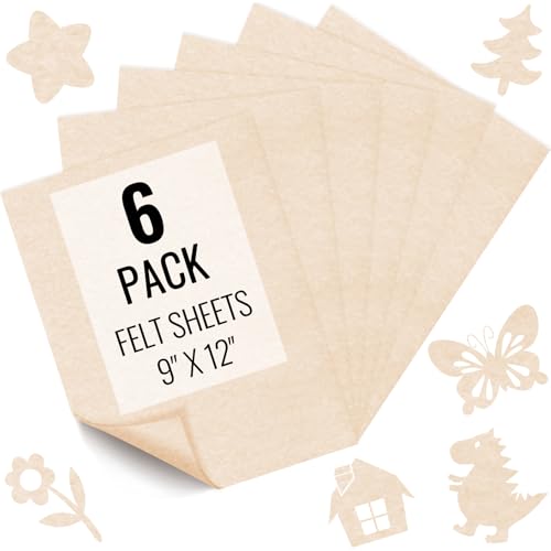 IONTACH 9" X 12" Soft Felt Sheets 1.6mm Thick (6 Packs, Apricot) - color: Apricot Nude