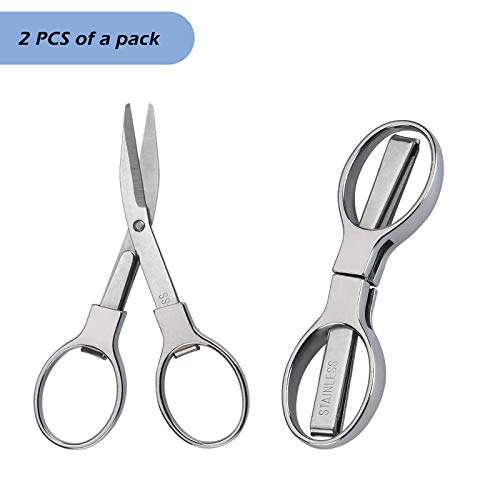 Friker Folding Scissors,Portable Telescopic Cutter Pocket Badge Scissors - color: Silver