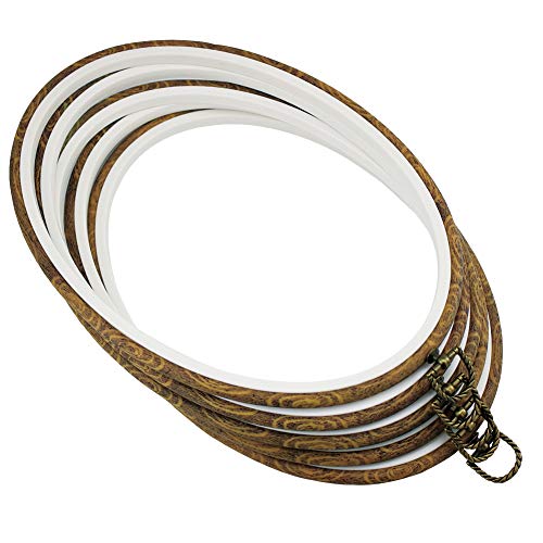 11'' Oval Embroidery Hoop for Cross Stitch,guofa 5PCS 29cm Imitated Wood Embroidery Hoops for Hanging Arts Decoration - style: 11.5"L x 8.4"W