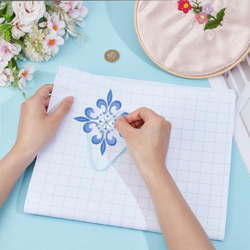 BENECREAT 3Pcs 14CT Aida Cloth Embroidery Cross Stitch Fabric, 19.7×11.8Inch Easy Count Thread Grid, Cotton Cross-Stitch Fabrics for Craft Embroidery, Handmade Needlework, DIY Handicrafts