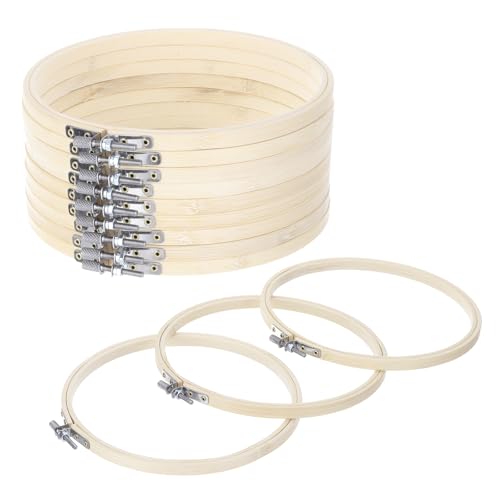 MECCANIXITY 6 Pieces 7 Inch Embroidery Hoops Adjustable Round Bamboo Circle Cross Stitch Hoop Ring for Art Craft Handy Sewing Needlework DIY Decoration - size: 7 Inch