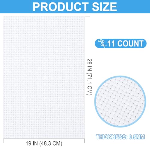 MYFAMIREA Cross Stitch Aida Fabric 11 Count, 28 by 19 Inch Large Size, Classic Reserve Cross Stitch Aida Cloth for Home DIY Embroidery Decoration, White - color: White, size: 11 CT 28 x 19In