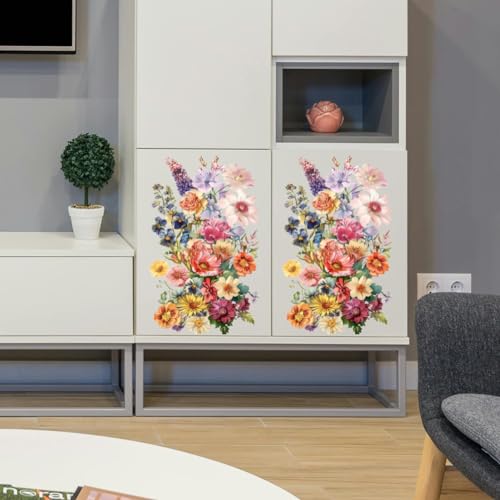 Peacoblue Vintage Flowers Rub On Transfers for Furniture Craft 6"x12" - style: Vintage Flowers