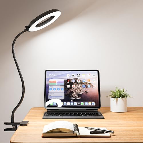 LED Desk Lamp with Clamp, 3 Color Modes, 10 Brightness
