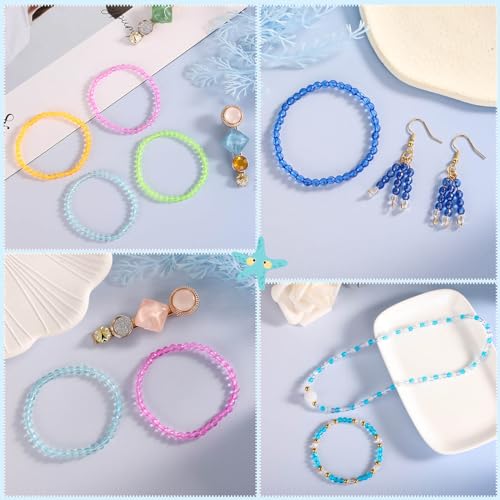 PAXCOO 5320Pcs Crystal Acrylic Beads for Jewelry Making, Round Faceted Bicone Gem Beads in 28 Colors (4 MM) - size: 4 MM