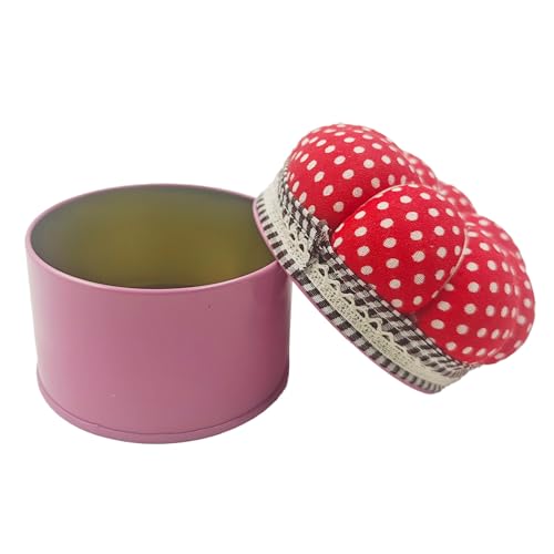 pson Pumpkin Shaped Pin Cushion with Storage Box, Cute Sewing Needle Holder for Quilting, DIY Crafts, Needlework, Sewing(Red with Spotted) - color: Red