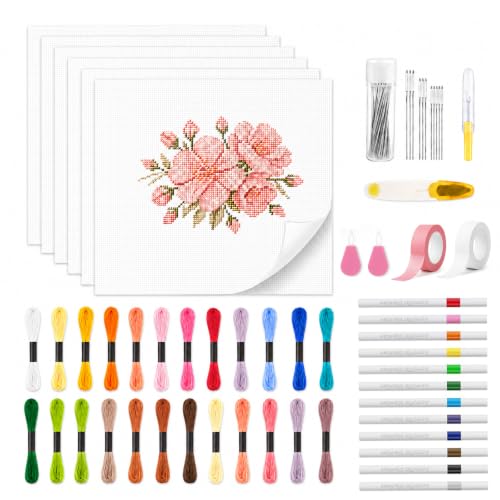 Zplontya 58PCS Needlepoint Canvas Starter Kit for Needlepoint&Cross Stitch - color: White