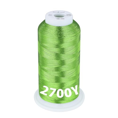 Simthread 2700 Yards Metallic Embroidery Machine Thread - Lime Green MS-023, 40wt High-Sheen King Spool, Smooth Running & Break Resistant for Commercial & Home Embroidery Machines - color: Lime Green MS-023