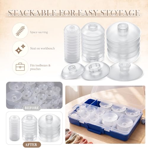 Klyyo Clyro 60 Pack 1.875'' 2.5'' 3.7'' No-Tangle Yarn Bobbins, Clear - color: Transparent, size: 3 Size