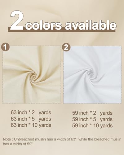 100% Cotton Muslin Fabric, 59 inch x 10 Yards, Bleached - color: Bleached, size: 10 YARDS