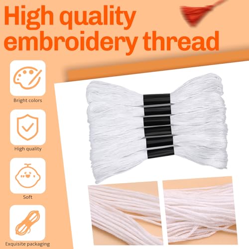 20 Skeins Embroidery Floss, White Bracelet String Embroidery Thread - color: 20 Skeins White