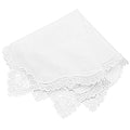 Milesky White Wedding Handkerchief Pure Cotton, Soft Ladies Hanky with Crochet Lace - color: Ch09
