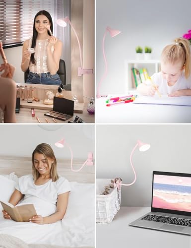 Clip on Light, Eye Care Reading Lights for Books in Bed Clip on Lamp Pink - color: Pink