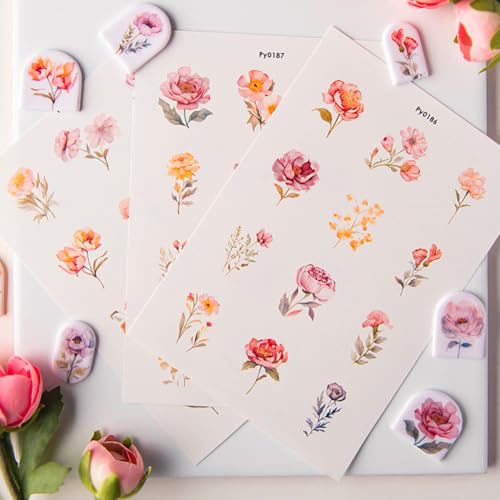 KABAKE Polymer Clay Transfer Paper 4 PCS Colorful Flowers Water Soluble Transfer Sheet for Earrings Jewelry Making - color: Wild Flower