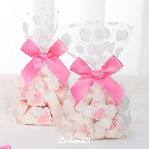 Self Adhesive Hot Pink Satin Ribbon Bows for Crafts 3" (50 Pack) - color: Hot Pink