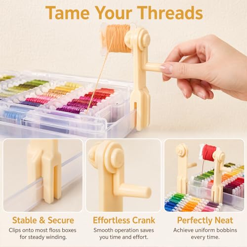 2 Pcs Floss Bobbin Winder Embroidery Thread Winder for Sewing Portable Embroidery Floss Bobbin Winder for Crafting DIY Making Sewing Machine Accessories