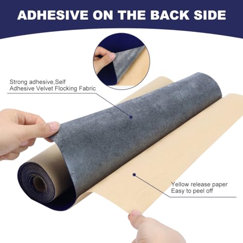Self Adhesive Plush Velvet Fabric Sheets Velvet Flock Paper Roll Soft Flocking Fabric for Jewelry Box Felt Liner Furniture DIY Arts and Crafts 14 x 98 Inches Royal Blue - color: Royal Blue, size: 98"L x 14"W
