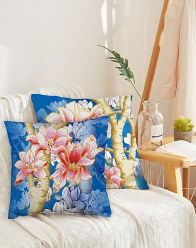 DIAMOND DOTZ Magnolias on Blue 1 Floral Diamond Art Painting for Adults - color: Magnolias on blue 1