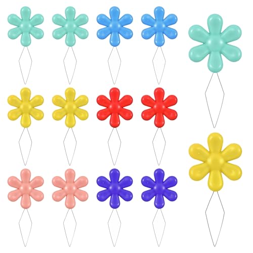 16PCS Multicolor Needle Threaders, Flower Shape Colorful Needle Threader Kit Assorted Colors Plastic Flower Head Wire Loop for Hand Stitching, Quilting, DIY Art