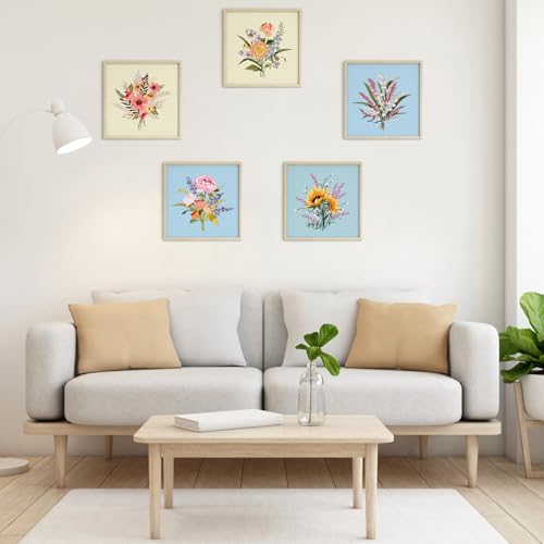 ERKOON Embroidery Kit for Beginners, 5 Sets Flower Cross Stitch Set for Adults Include Embroidery Cloth Hoops Threads for Craft Lover Hand Stitch with Skill Techniques (Bouquet) - color: Bouquet