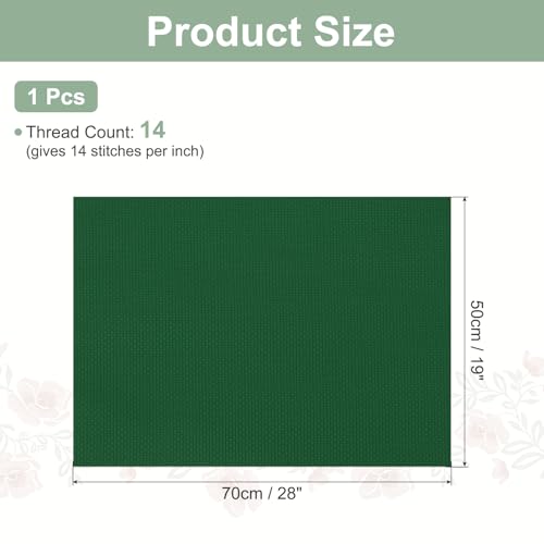 PATIKIL 14 Count Cross Stitch Cloth 19"x28", Embroidery Cotton Fabric DIY Cross Stitch for Handmade Needlework Art Crafts Machine Embroidery, Light Green - color: Light Green, size: 19"x28"