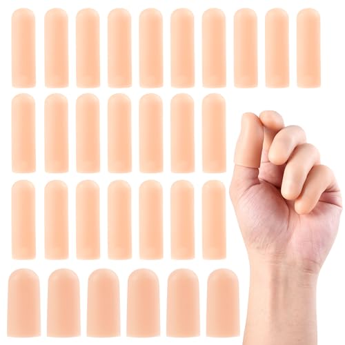 30 Pcs Gel Finger Cots, 2 Sizes, Nude
