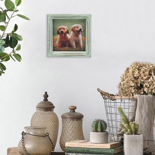 CVHOMEDECO. 6x6 Picture Frame Made of Solid Wood High Definition Glass Rustic Vintage Designs Small Photo Frame for Tabletop Display and Wall Mounting, Distress Teal - color: Distress Teal A, size: 6" X 6"