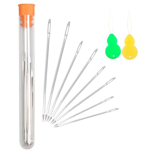 Hekisn Professional Large-Eye Triangle Leather Needles with Threaders for Hand Sewing Repair Stitching Projects (1.83 * 70/1.6 * 58/1.25 * 52/1.02 * 48mm) - size: 1.83*70/1.6*58/1.25*52/1.02*48mm