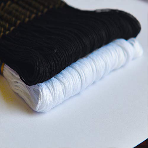 Premium Embroidery Floss - Cross Stitch Threads - Friendship Bracelets Floss - Crafts Floss-Black and White - Hand Embroidery Thread 24 Skeins Per Pack - color: 12white12black, size: 24skeins