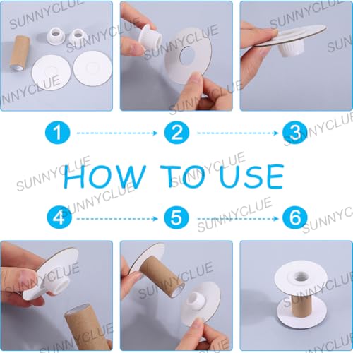 SUNNYCLUE 10 Sets Paper Sewing Spools Paper Ribbon Spool Bulk Unfinished White Empty Wire Weaving Textile Rope Roll Crochet Cords Lace Line Strings Organizer Thread Bobbin for Embroidery Art DIY Craft